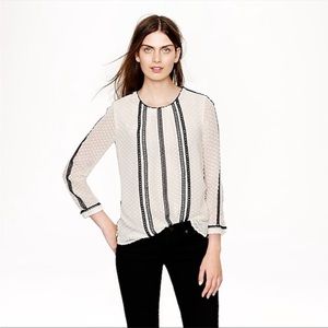 J. Crew - Swiss Dot Chiffon Black Lace Blouse, size 00